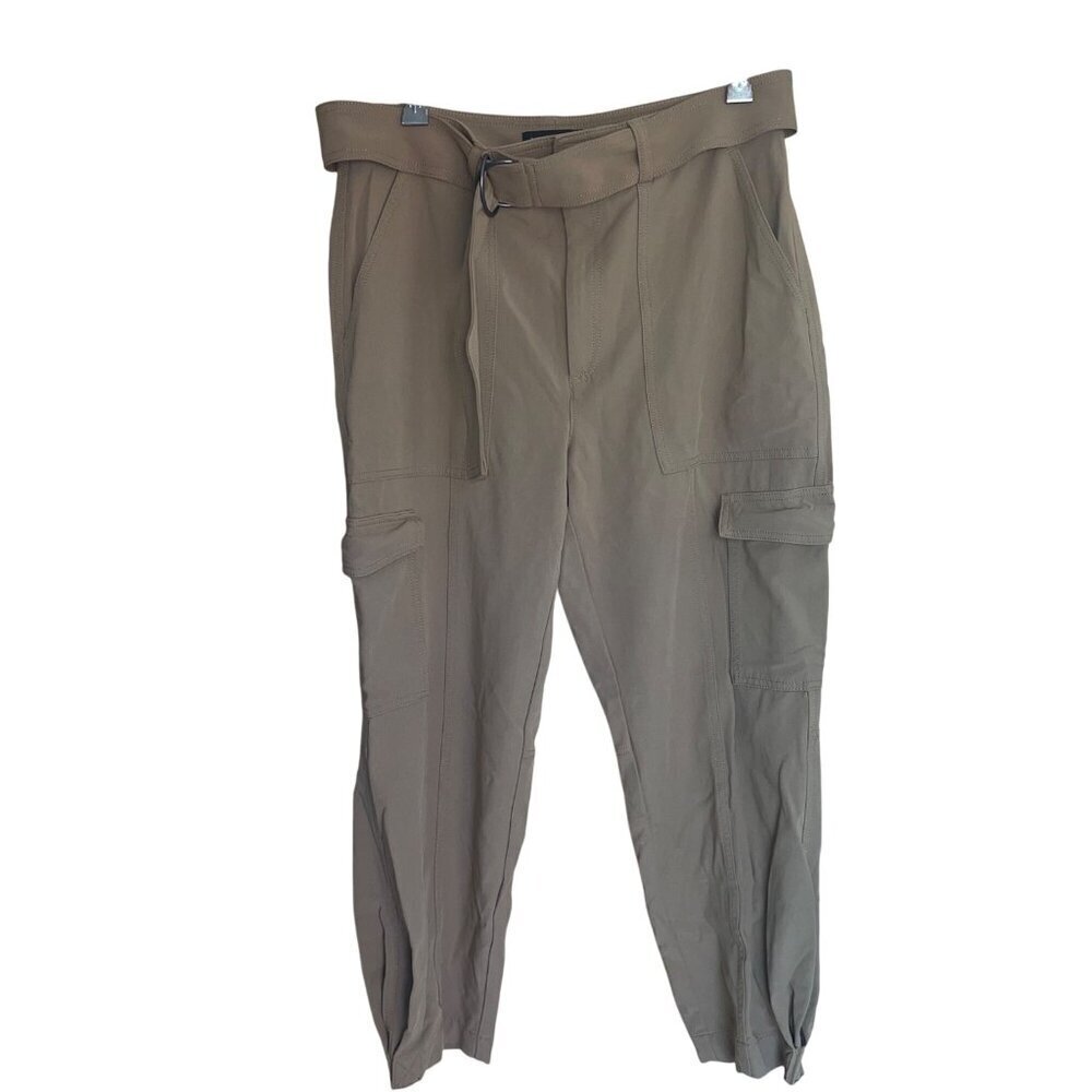 Banana Republic Womens Pants Size 12 Tan Tapered Cargo Belted Stretch Casual